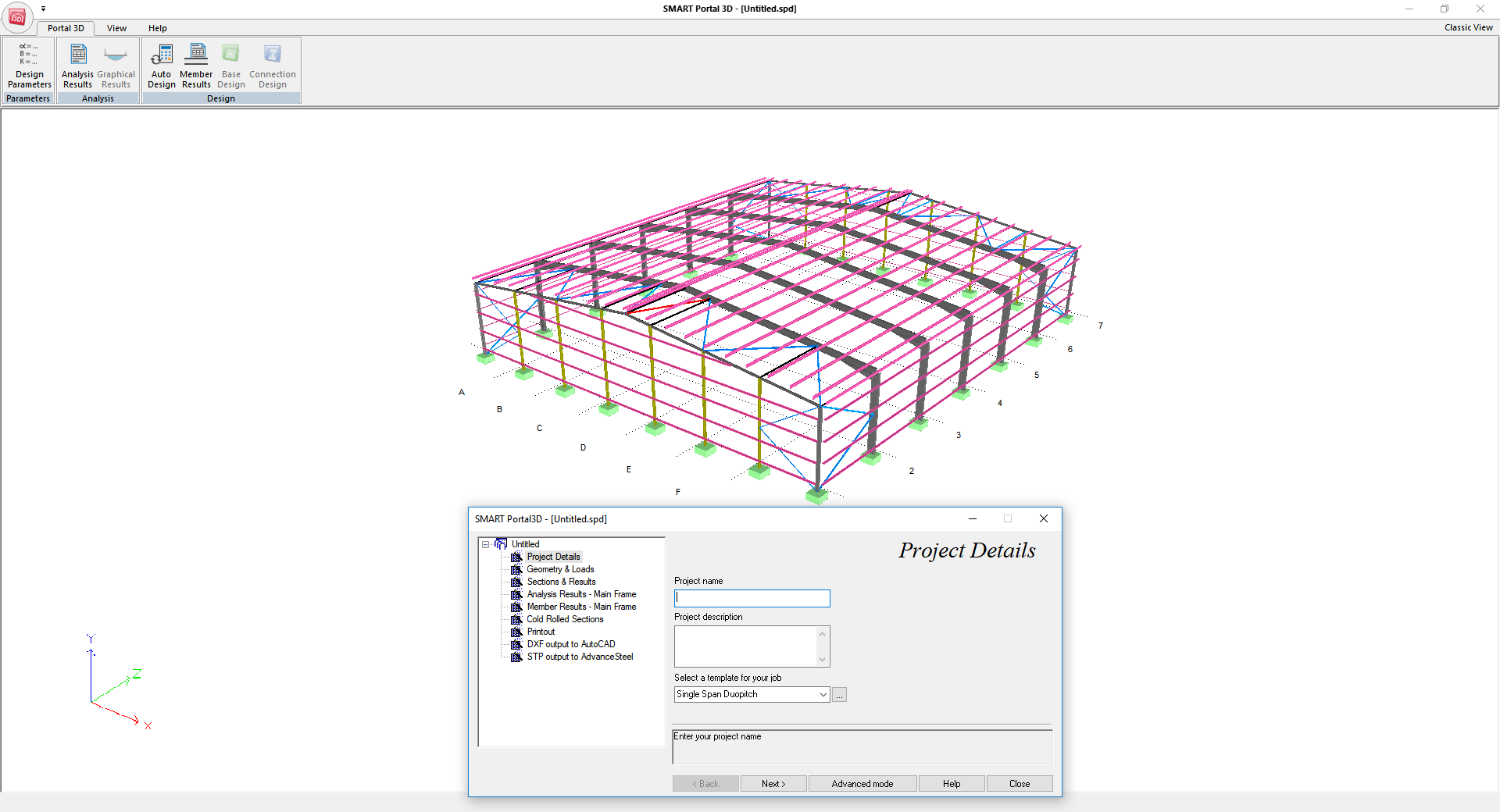 Portal frame design software