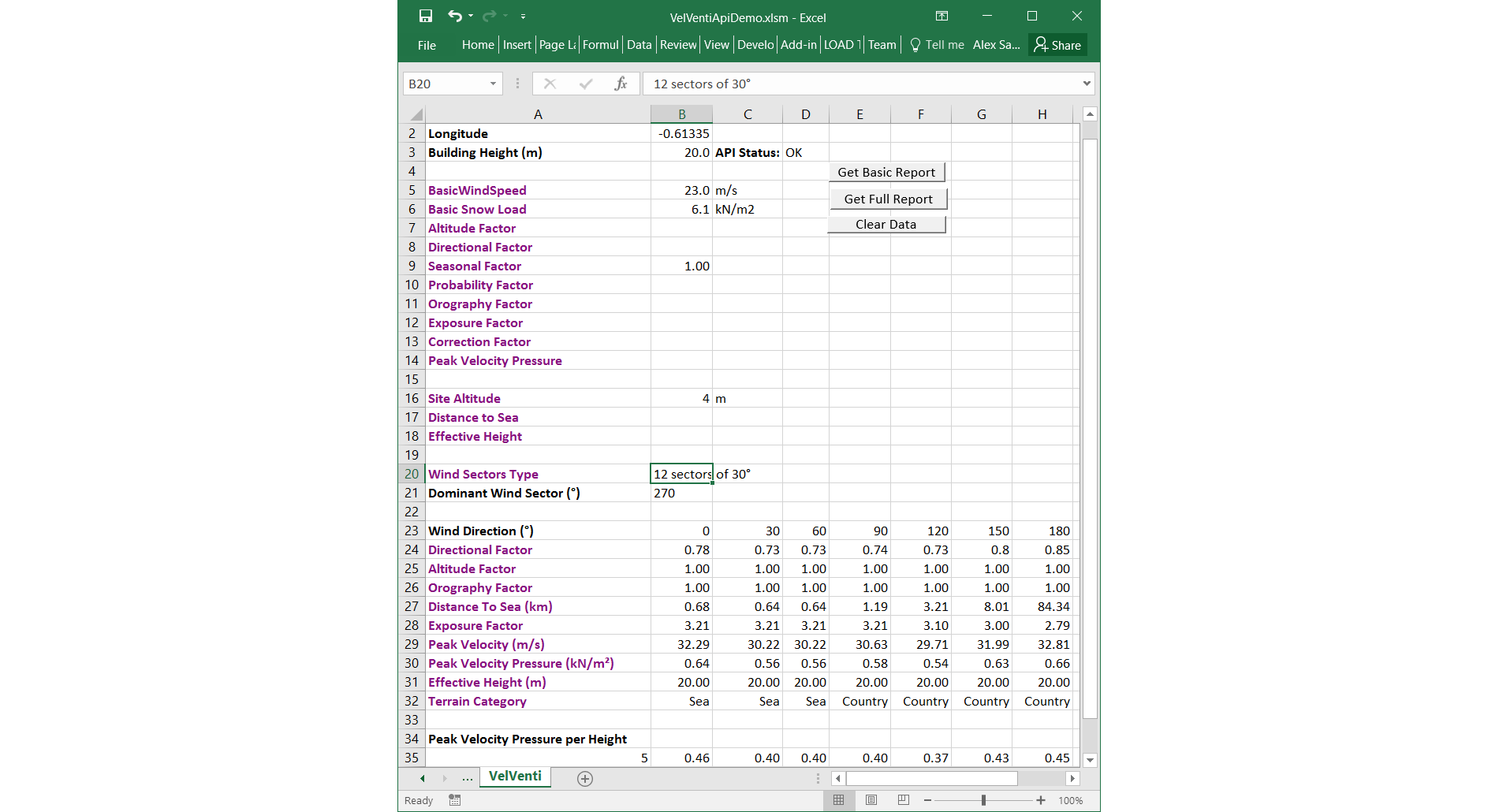 VelVenti Excel